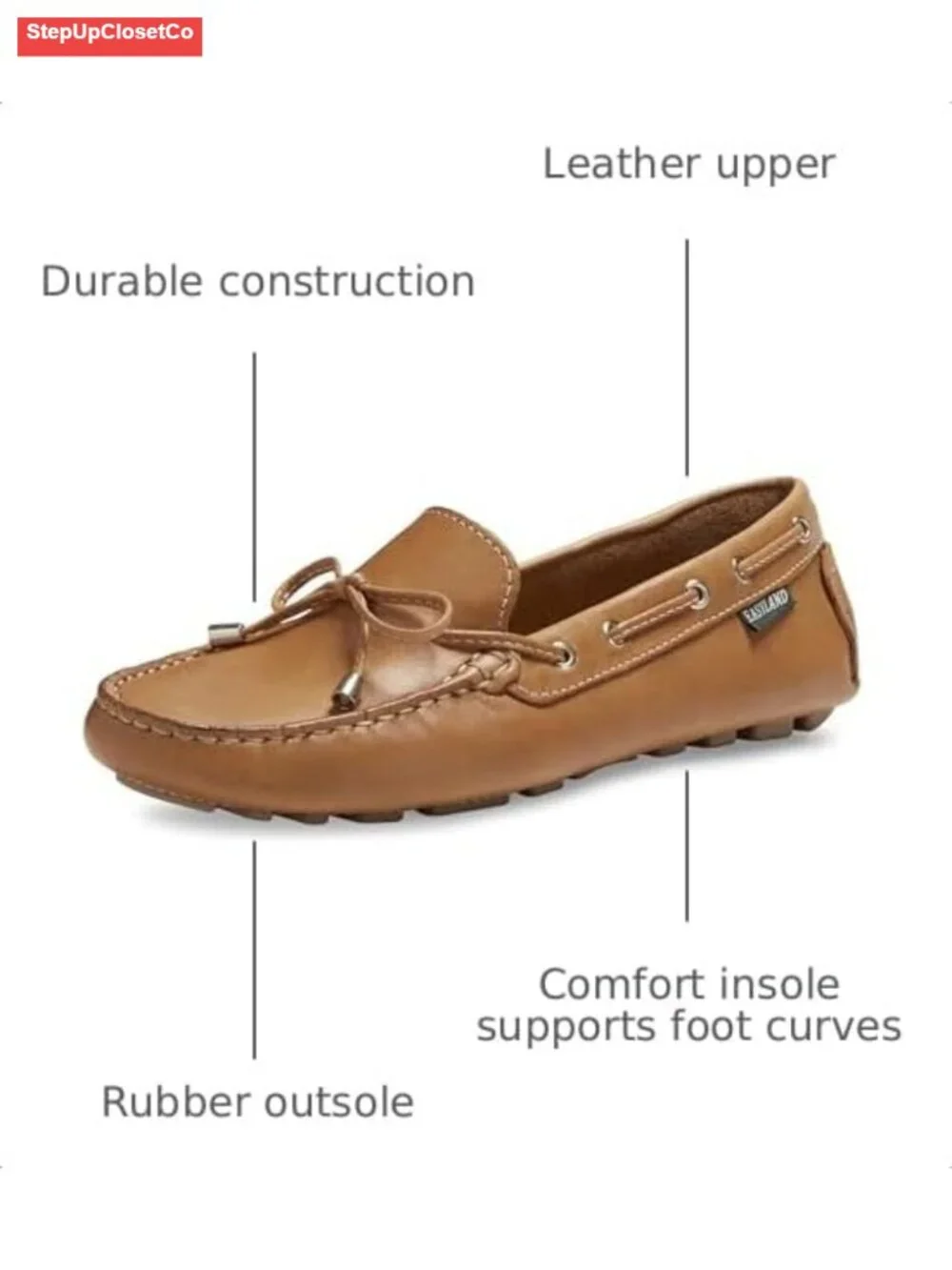 Leather Lined Loafers with Cushioned Insole & Rubber Outsole